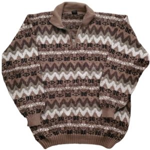 ML Kessler‎ Mens 100% Alpaca Wool Tribal Quarter Zip Handmade Sweater